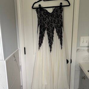 Free People Elegant Black and White Lace Dress